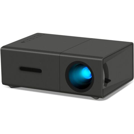 Mini projecteur portable YG300 : projecteur multimédia Full HD 1080p pour home cinéma, compatible iOS et Android smartphone, tablette, ordinateur portable, PS4, clé TV, lecteur DVD, HDMI, AV, USB Noir