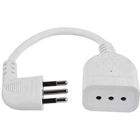 Mini Prolunga Salvaspazio con Spina Piccola 10A, Cavo 20 cm, Bianco