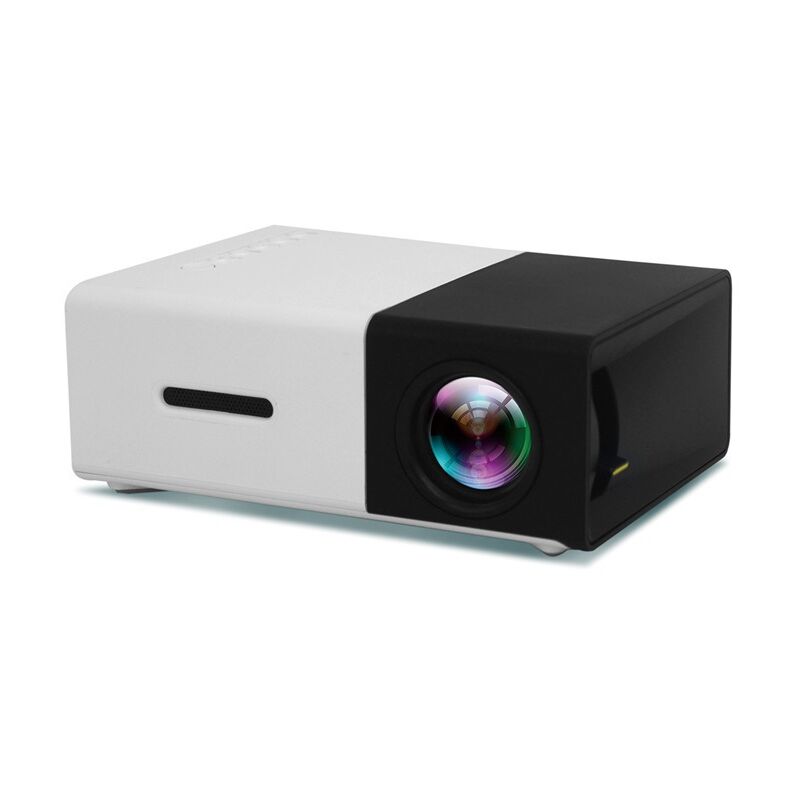 Mini proyector portátil, proyector de camping en casa, proyector LED de 1080p, compatible con smartphone/PS4, regalo para niños blanco y negro