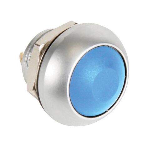 Mini pulsante rotondo in metallo - cappuccio blu - 1p spst off-(on)