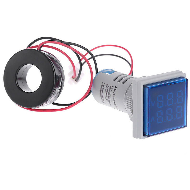 Mini Quadrato L-E-D digitale voltmetro luce di segnale Tensione Corrente Indicator Meter AC 60-500V 0-100A