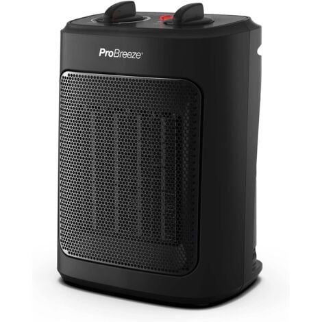 Mini Radiateur Céramique 2000 W - 3 Niveaux de Puissance - Chauffage d'appoint Compact - Noir Pro Breeze