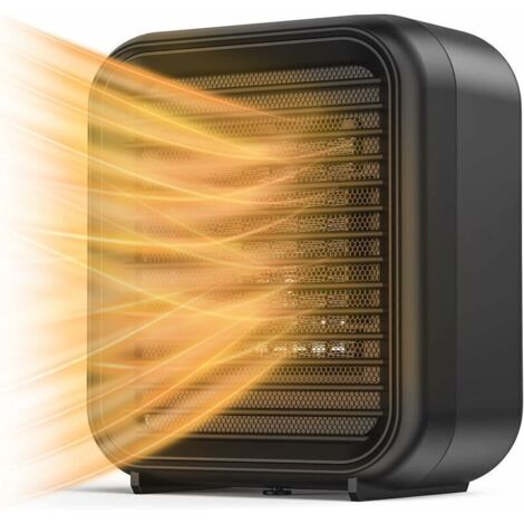 Mini Radiateur Céramique 800W Radiateur electrique 2 Niveaux de Puissance mini radiateur soufflant électrique avec vent chaud protection contre la surchauffe et le renversement