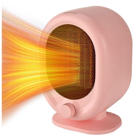 Mini radiateur d'appoint, petit radiateur de bureau 1500 W, 2 vitesses réglables, chauffage en céramique PTC, protection anti-basculement et anti-surchauffe, chauffage rapide et ultra silencieux, rose