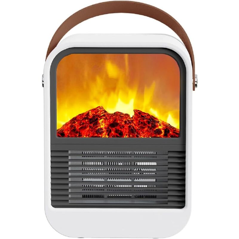 Mini radiateur portable d'intérieur de 1 000 w – Chauffage avec protection contre la surchauffe et le basculement avec flamme simulée intégrée pour