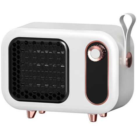 Mini radiateur portable pour la maison et le bureau – Économe en énergie avec protection contre la surchauffe – Radiateur rétro pour chambre, tente de camping, caravane, blanc