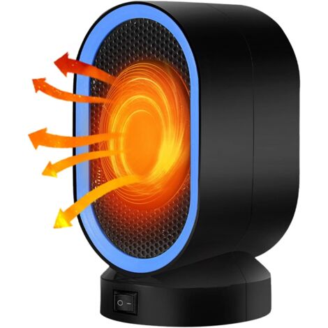Mini Radiateur soufflant, Mini en CéRamique PTC Chauffage éLectrique Portable 400W radiateur, Chauffage rapide en 3 secondes, Petit chauffage soufflant céramique pour la maison, salon (Noir)