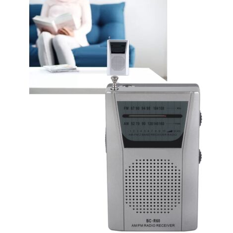 Mini radio de bolsillo portátil (FM/AM), transistor, ABS, 9,5 cm, multifuncional, regalo práctico.