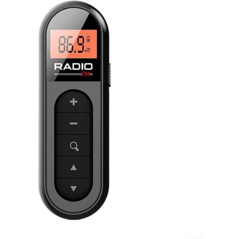 Mini radio digitale portatile, FM (76-108 MHz), nero, display LED, alimentazione a batteria, ausiliario, compatibile con cuffie