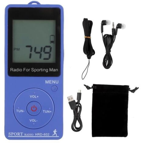 Mini radio FM/AM portable, radio à affichage numérique compact à réglage de fréquence FM/AM avec fonction podomètre, mini