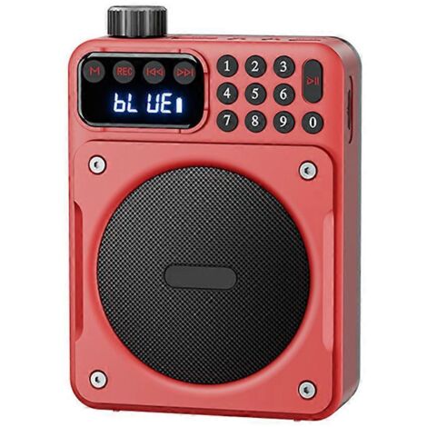 Mini radio FM portable avec batterie rechargeable amovible, rouge--