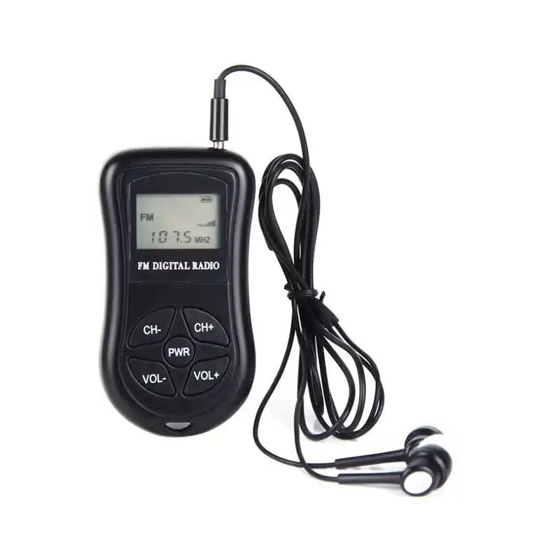 Mini radio FM portable, stéréo LCD affichage numérique tuned Pocket Walkman récepteur de conférence à transistor avec casque, petite radio de poche