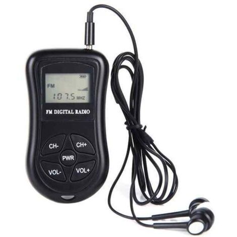 Mini radio FM portable, stéréo LCD affichage numérique tuned Pocket Walkman récepteur de conférence à transistor avec casque, petite radio de poche actionnée par batterie AAA pour la marche / course