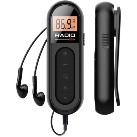 Mini radio portátil FM personal, recargable, con mejor recepción de noticias/emisiones, auriculares estéreo, batería de larga duración, radios de transistores pequeñas para deportes y running.