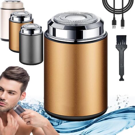 Mini Rasoir Électrique Portable pour Hommes, Rasoir de Poche, Rechargeable USB, Utilisation Humide et Sèche, Tondeuse à Barbe Électrique, Or