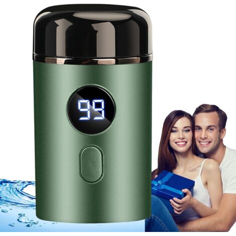 Mini rasoir électrique portable, rasoir de poche pour homme, mini rasoir électrique, rasoir lavable rechargeable par USB avec affichage LED de la puissance, idéal pour les voyages (vert)