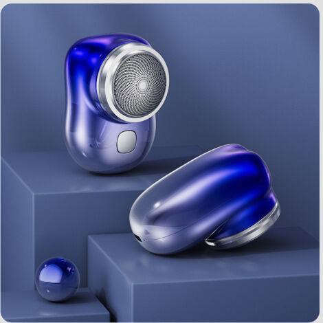 Mini Rasoir Electrique Portable Rechargeable USB - Compact et Puissant avec 6 Lames Rotatives pour Homme (Pour Voyage, Voiture et Maison) - Tête de Lame Amovible avec Lavage à l'eau