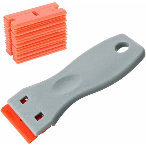 Mini Raspador para Vitrocerámica + 20 Cuchillas de Plástico, Triomphe Limpiacristales/Espejos/Suelos