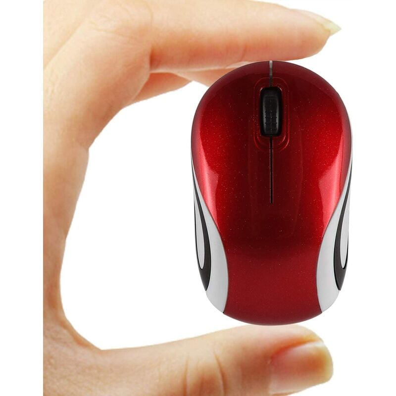 

Mini ratón inalámbrico pequeño para viajes, portátil, óptico, mini ratón inalámbrico con receptor USB para PC, portátil (rojo)