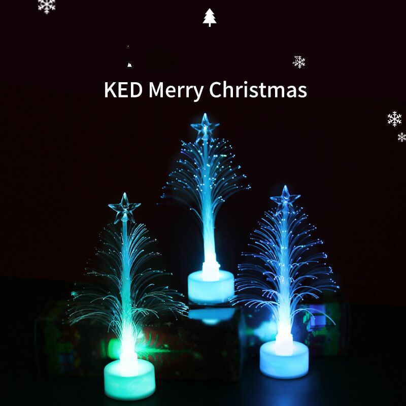 

Mini árbol de navidad artificial, árbol de navidad de fibra óptica con luz LED, 5 piezas