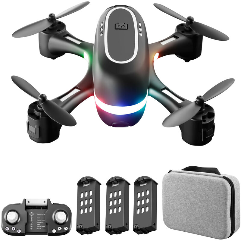 

Mini RC Drone RC Quadcopter con funcion Modo sin cabeza Un boton Despegue Aterrizaje Un clic Retorno Luces de colores Bolsa de almacenamiento Paquete