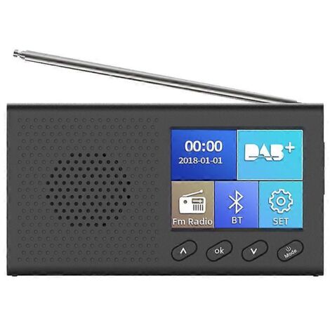 Mini récepteur DAB portable avec radio FM, compatible Bluetooth et lecteur de musique 4.2, prenant en charge la sortie audio stéréo 3,5 mm.