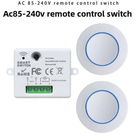 Mini récepteur de télécommande sans fil WiFi à relais RF 433MHz  85-240V 10A apprenable  Compatible Alexa Google Home avec 2 télécommandes pour domotique