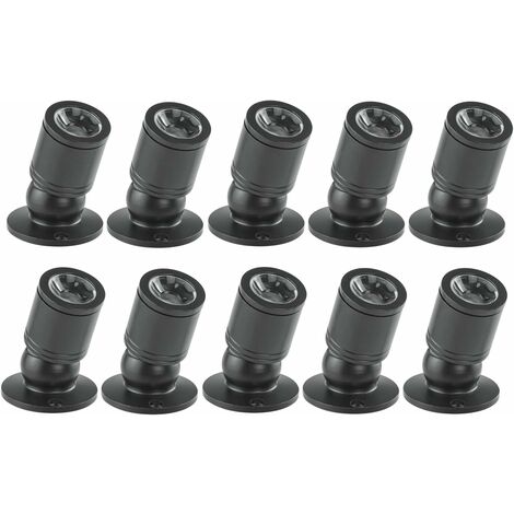 Mini Recessed Downlight, 1W Small Recessed Mini Spotlight LED Ceiling Spotlight with Transformer for Wine Cabinet/Jewelry Cabinet/Living Room/Closet, 10-Pack, 100-265V AC (Black, Cold Light)