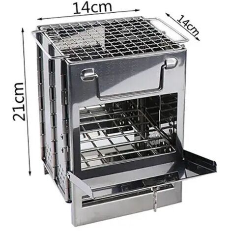 Mini réchaud à bois d'extérieur portable pour le camping, les pique-niques et les voyages, pliable, en acier inoxydable, pour la cuisson au charbon de bois et autres cuissons.