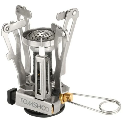 Mini réchaud à gaz en titane, brûleur pour réchaud de camping ultraléger et pliable, idéal pour la randonnée et la cuisine en extérieur.