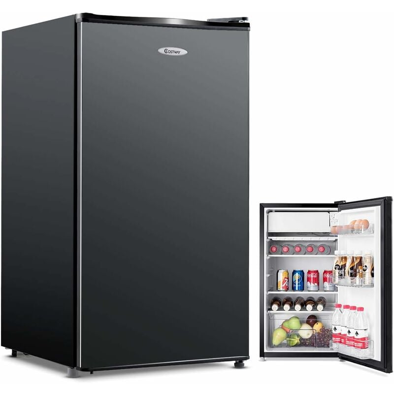 

Costway - Mini Refrigerador Nevera Frigorífico Eléctrico con Congelador Caja 91 Litros Negro