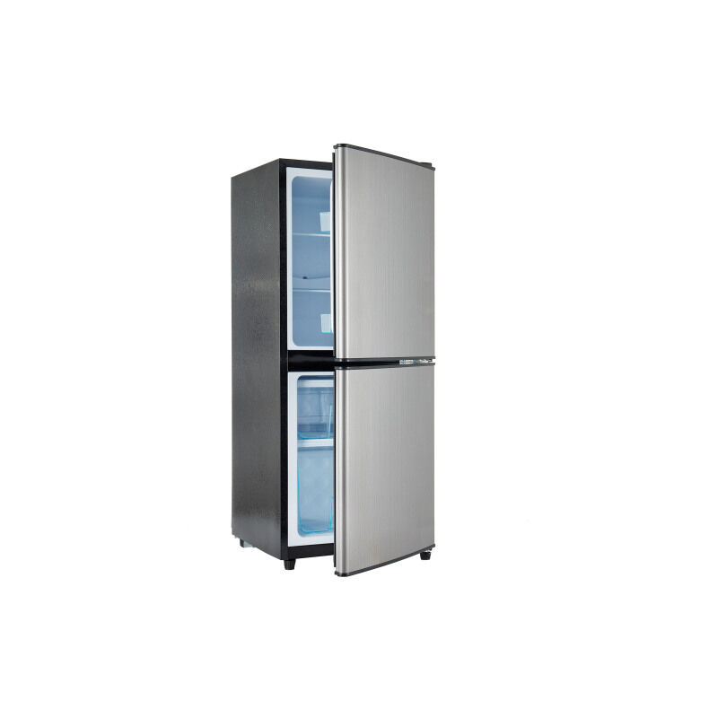 Mini-réfrigérateur 106 l, frigo avec 7 réglages de température, éclairage led et étagères réglables, porte argentée + corps noir, 43x45x102 cm