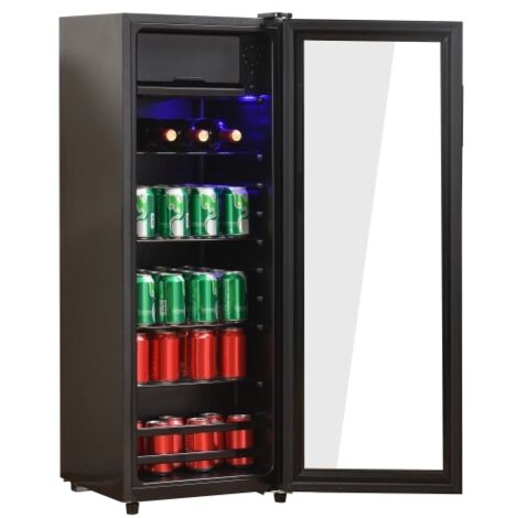 Mini réfrigérateur 128 L, système de refroidissement par compresseur, étagères réglables, noir