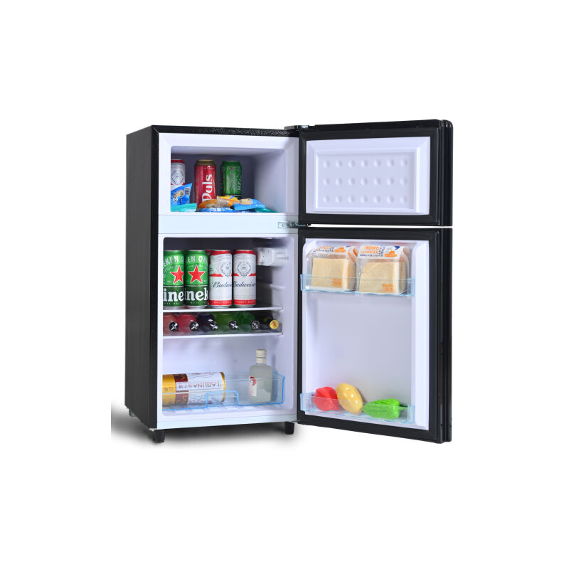 Mini-réfrigérateur 72L, porte vitrée noire, 39dB, réglage de la température sur 7 niveaux, éclairage LED, réfrigérant R600, refroidissement direct,