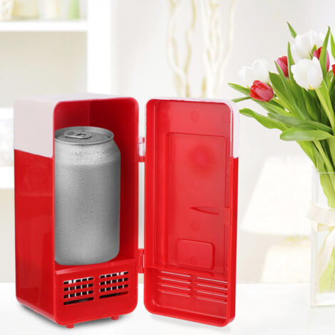 Mini réfrigérateur portable USB de bureau avec chauffage et refroidissement double usage (rouge)
