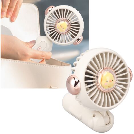 Mini-Reiseventilator [Kompakter Faltventilator] Mini-USB-wiederaufladbarer 900-mAh-Leichtbauventilator, weiß, Anti-Stress-Ventilator
