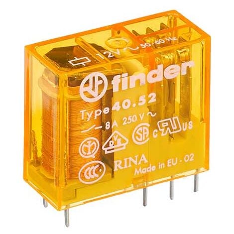 Mini relais Finder Type 40.52 pour circuit imprimé 2 échanges enfichables Bobine 8A 230VAC alterné 405282300000