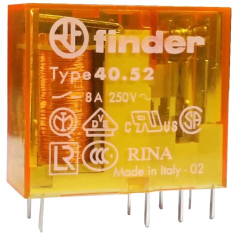 Mini Relé Finder 2 intercambios 8A bobina 12VAC alterna 405280120000