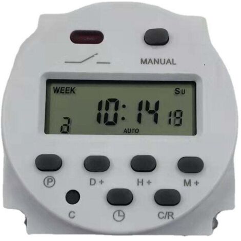 Mini relé temporizador semanal digital LCD de 12 V con interruptor de encendido y cubierta impermeable (blanco)