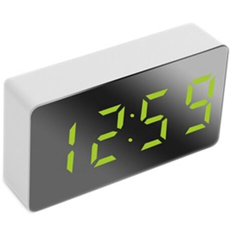 Mini reloj despertador de escritorio, espejo Digital LED, temperatura, mesita de noche USB, relojes de viaje para dormitorio, sala de estar, decoración del hogar,Azul oscuro