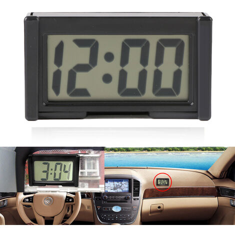 Mini reloj Digital para coche, pantalla LCD, tiempo del tablero de instrumentos para camión, soporte autoadhesivo, reloj Digital electrónico para vehículo