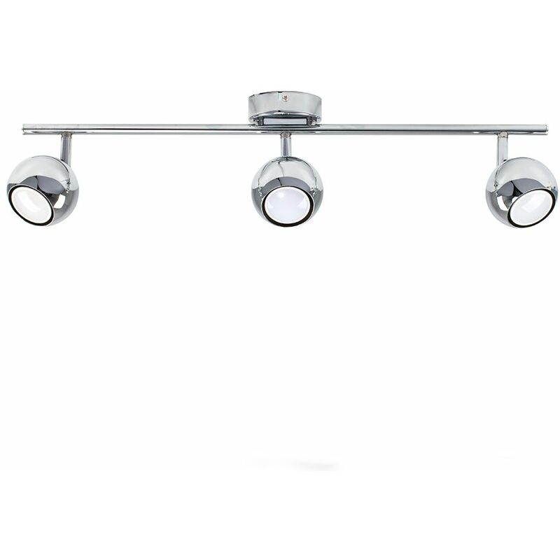 Minisun - Mini Retro 3 Way Adjustable Eyeball Straight Bar Spotlight + 3 x GU10 LED Bulbs - 3000K Warm White