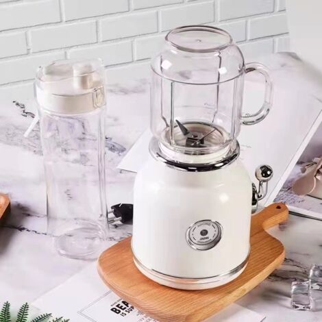 Mini-Retro-Doppelbecher-Personal-Blender mit Edelstahlklingen – Kompakter 2-Tassen-Mixer für Shakes und Eiscrush.