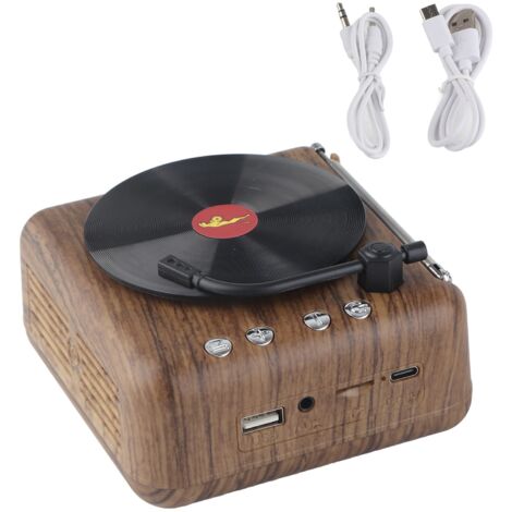 Mini-Retro-Vinyl-Lautsprecher mit Plattenspieler, kabellosem Bluetooth und HD-Subwoofer