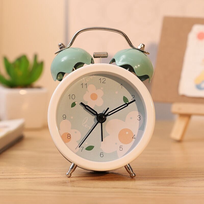 Mini réveil électronique à double cloche, horloge à quartz numérique, décoration d'intérieur, bleu