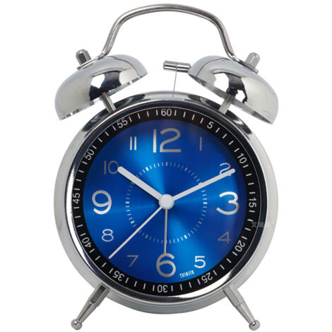 mini réveil en fer-Réveil de bureau bleu (cadeau)