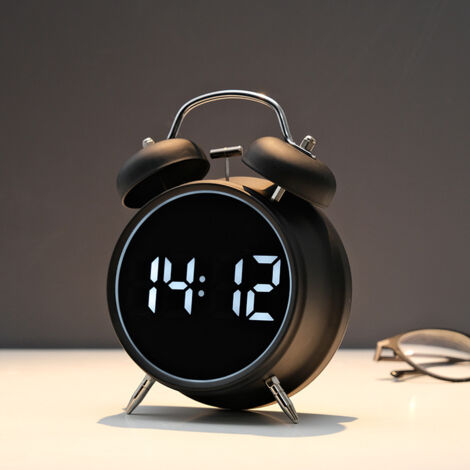 Mini réveil numérique, réveil LED de 4,5 pouces, réveil de bureau silencieux en métal, alimenté par secteur ou par piles, réveil de chevet moderne et puissant, convient aux dormeurs profonds, adultes 