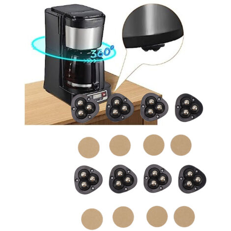 [Mini Rodillos] 8 mini rodillos adhesivos, rotación de 360°, fácil instalación, rodamientos de acero inoxidable, rodillos autoadhesivos para electrodomésticos de cocina, ABS