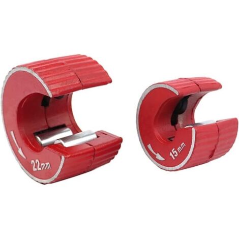Mini-Rohrschneider aus Zinklegierung, Schneidwerkzeug für Sanitärrohre, Aluminium, Kupfer und PVC, rot, 15 mm + 22 mm