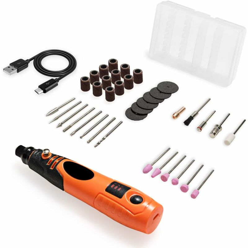 

Mini Rotativa con Batería 600 Ah, 3,6V/5000-15000 rpm,40 Accesorios Herramienta Rotativa Multiuso para Corte Rectificado Grabado